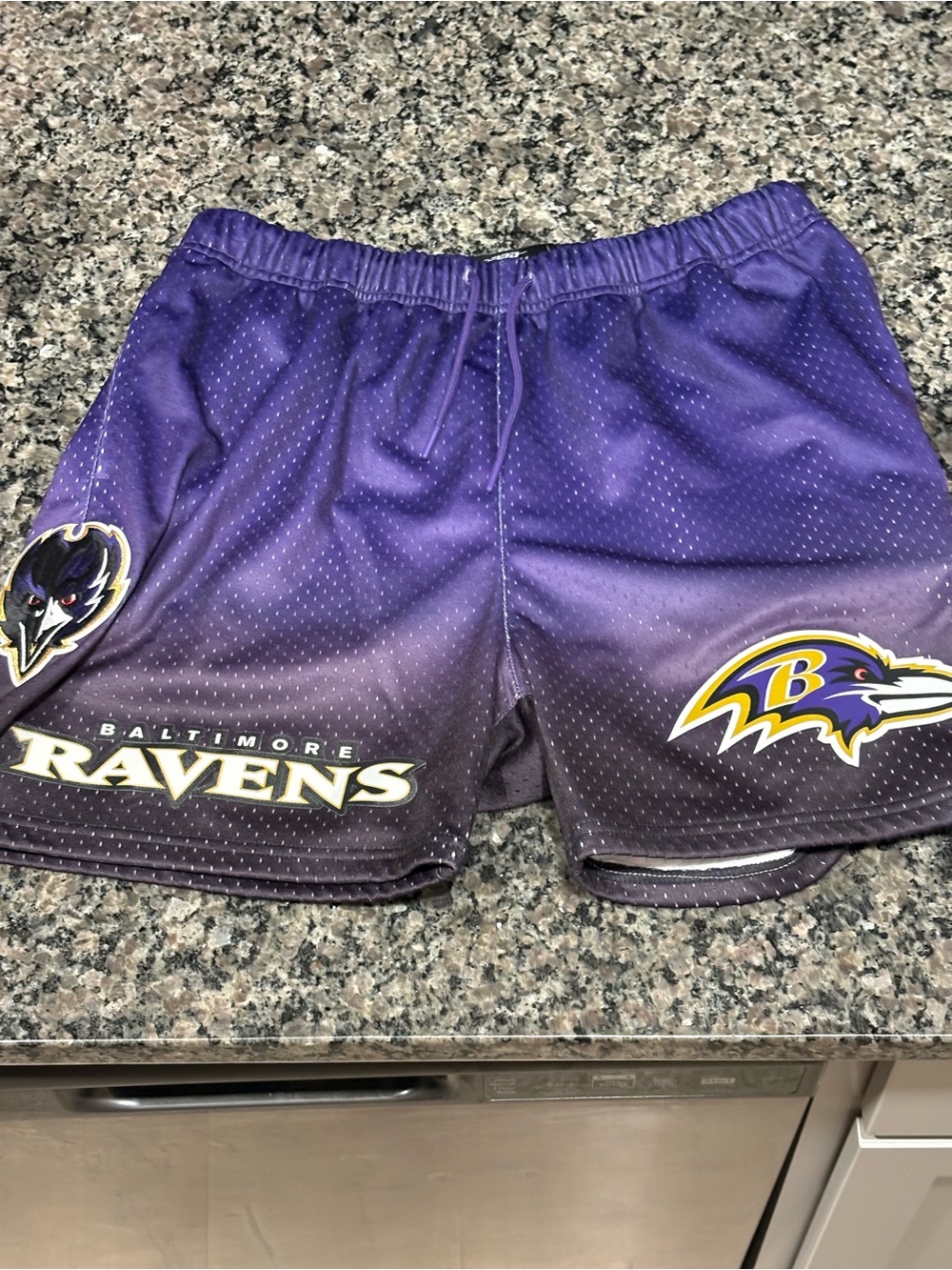 Pro Standard Baltimore Ravens Embroidered Purple Athletic Shorts Mens Large